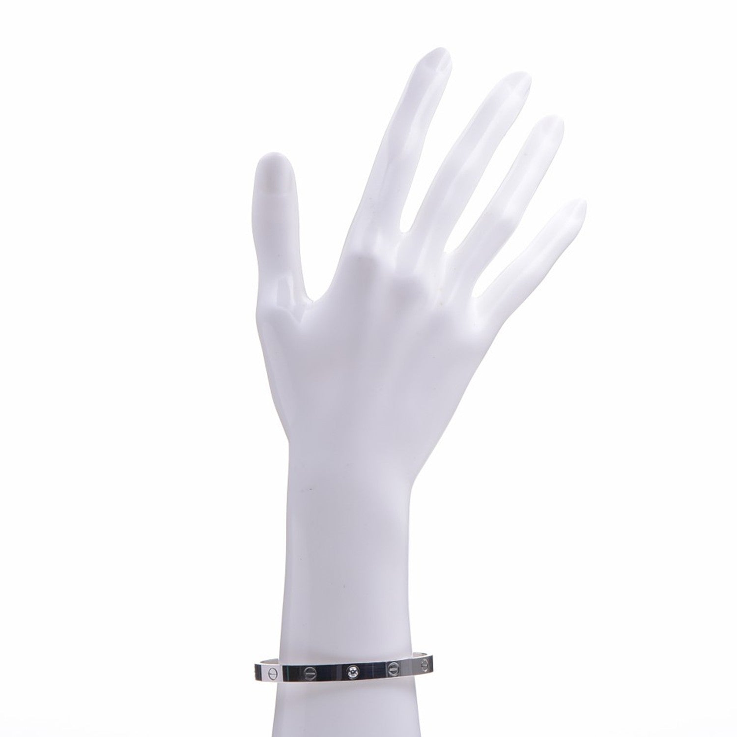 Cartier 18K White Gold 1 Diamond LOVE Cuff Bracelet 18 2 of 4