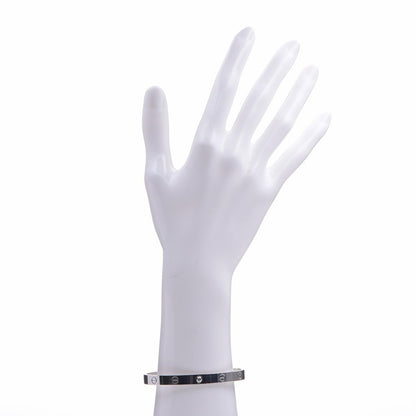 Cartier 18K White Gold 1 Diamond LOVE Cuff Bracelet 18 2 of 4