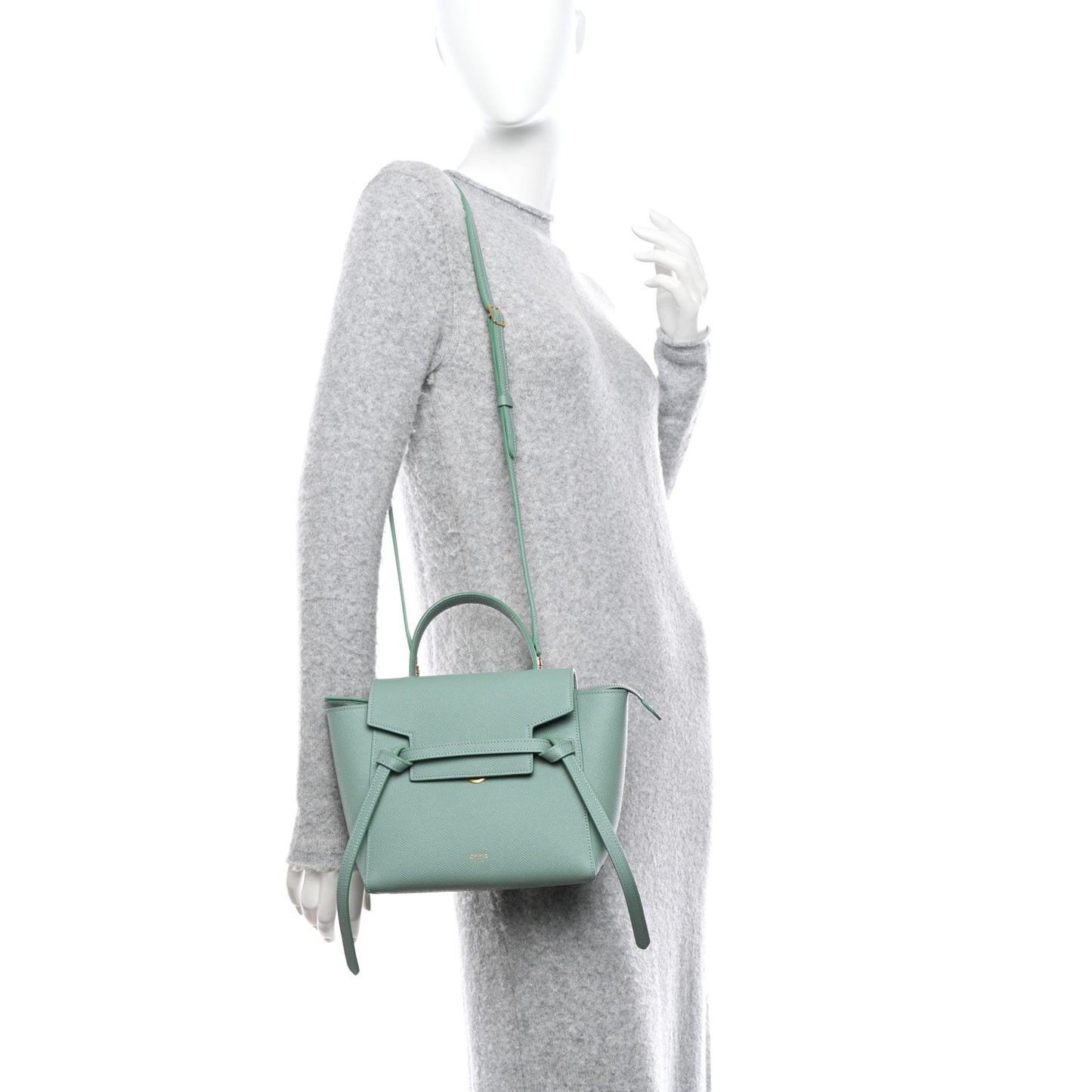 Grained Calfskin Nano Belt Bag Celadon