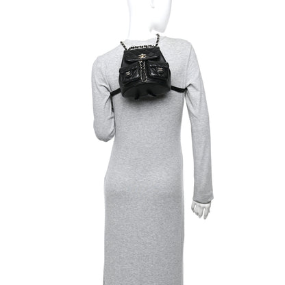 Chanel Shiny Caviar Quilted Small Duma Pockets Drawstring Backpack Black 2 of 10