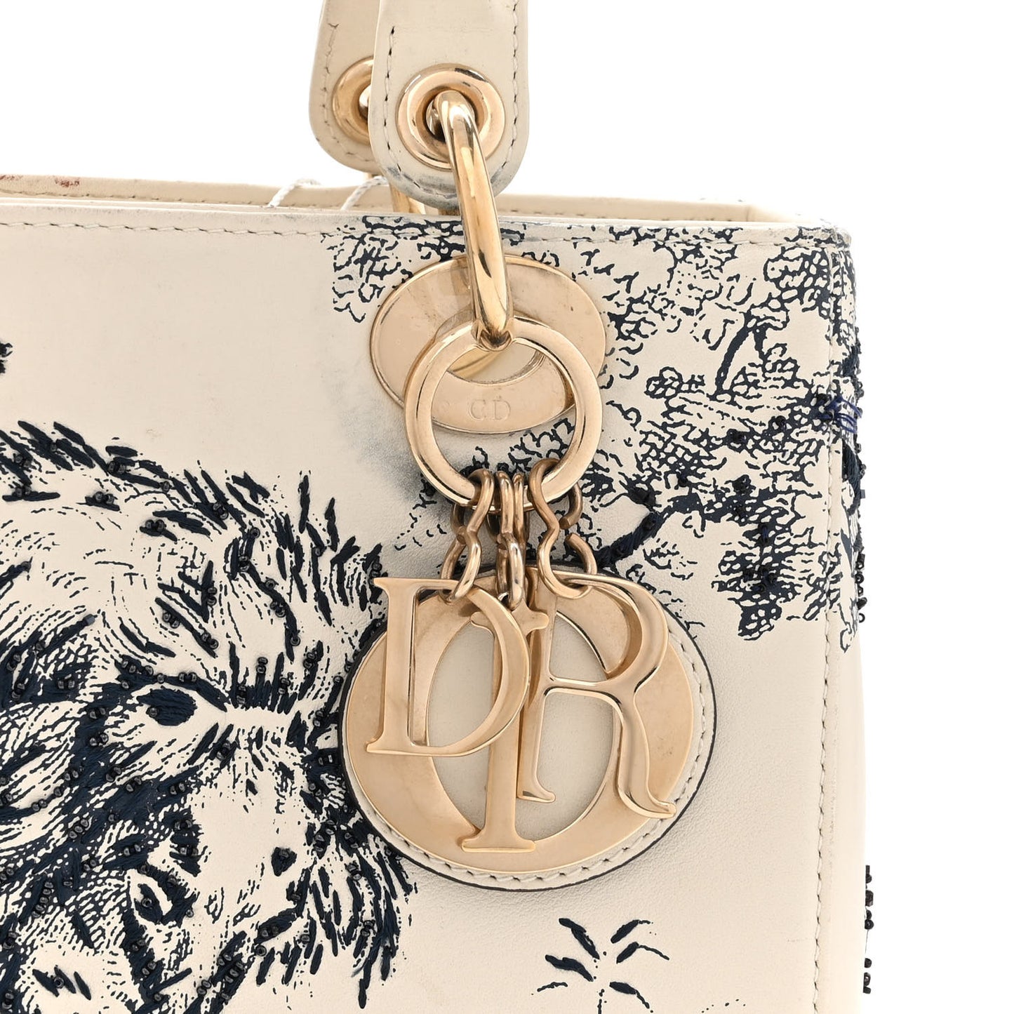 Lambskin Embroidered Medium Toile De Jouy Lady Dior Blue