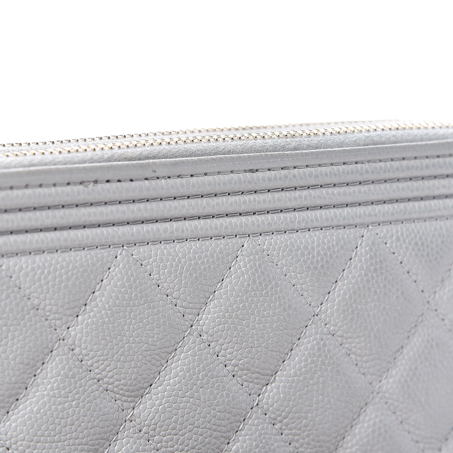 Caviar Quilted Small Boy Clutch With Chain Grey