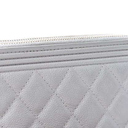 Chanel Caviar Quilted Small Boy Clutch With Chain Grey 12 of 14