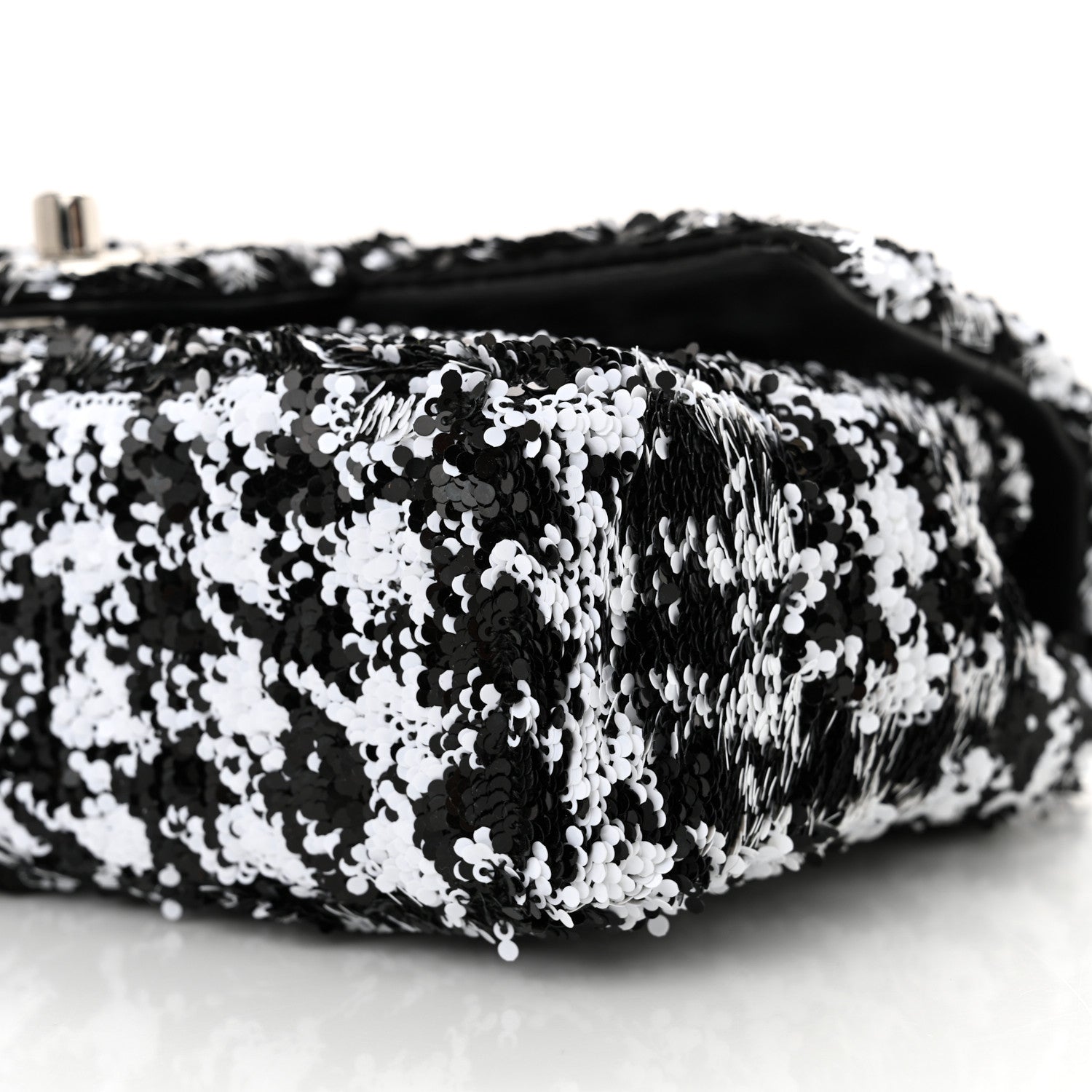 Chanel Sequin Houndstooth Small Flap Black White 10 of 11