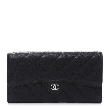 Chanel Caviar Quilted Large Flap Gusset Wallet Black 1 of 10
