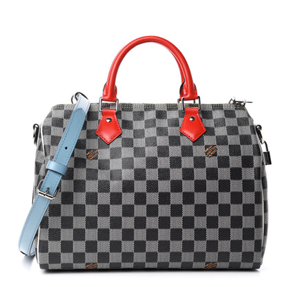 Louis Vuitton Damier Speedy Bandouliere 30 Black White 1 of 14