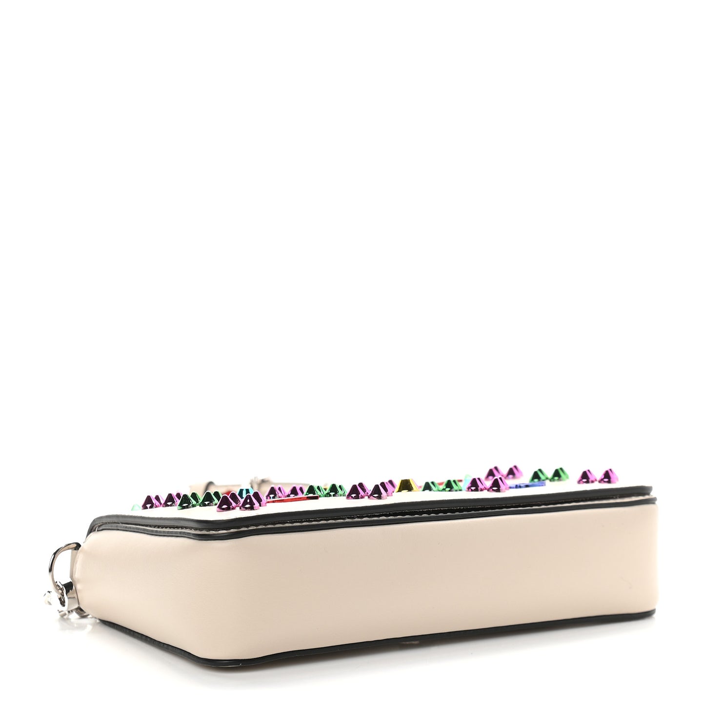 Calfskin Spikes Loubinthesky Zoompouch Crossbody Ivory Multicolor