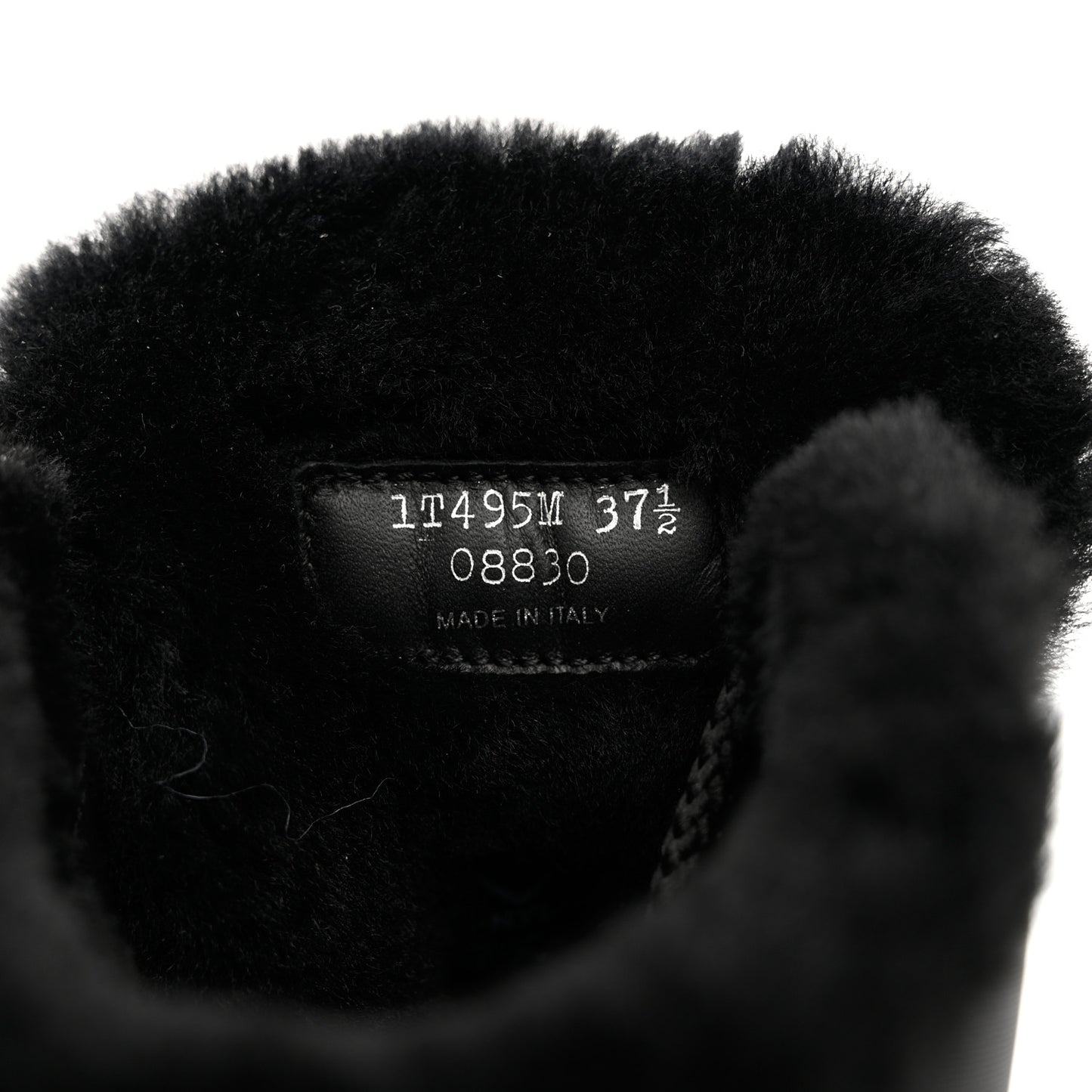 Calfskin Nylon Shearling Metal Triangle Logo Brixxen Boots 37.5 Black