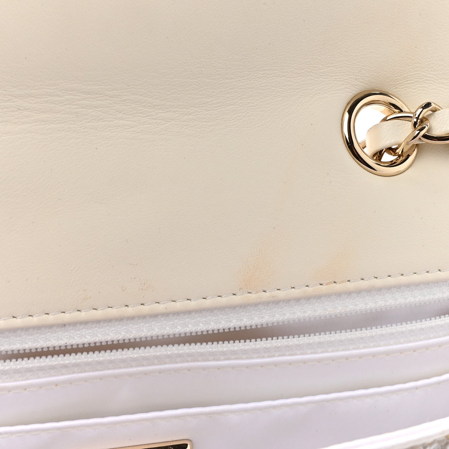 Sequin Logo Medium Flap White Black