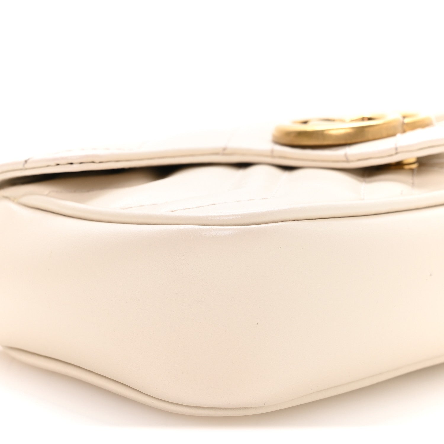 Gucci Calfskin Matelasse Super Mini GG Marmont Shoulder Bag White 9 of 11