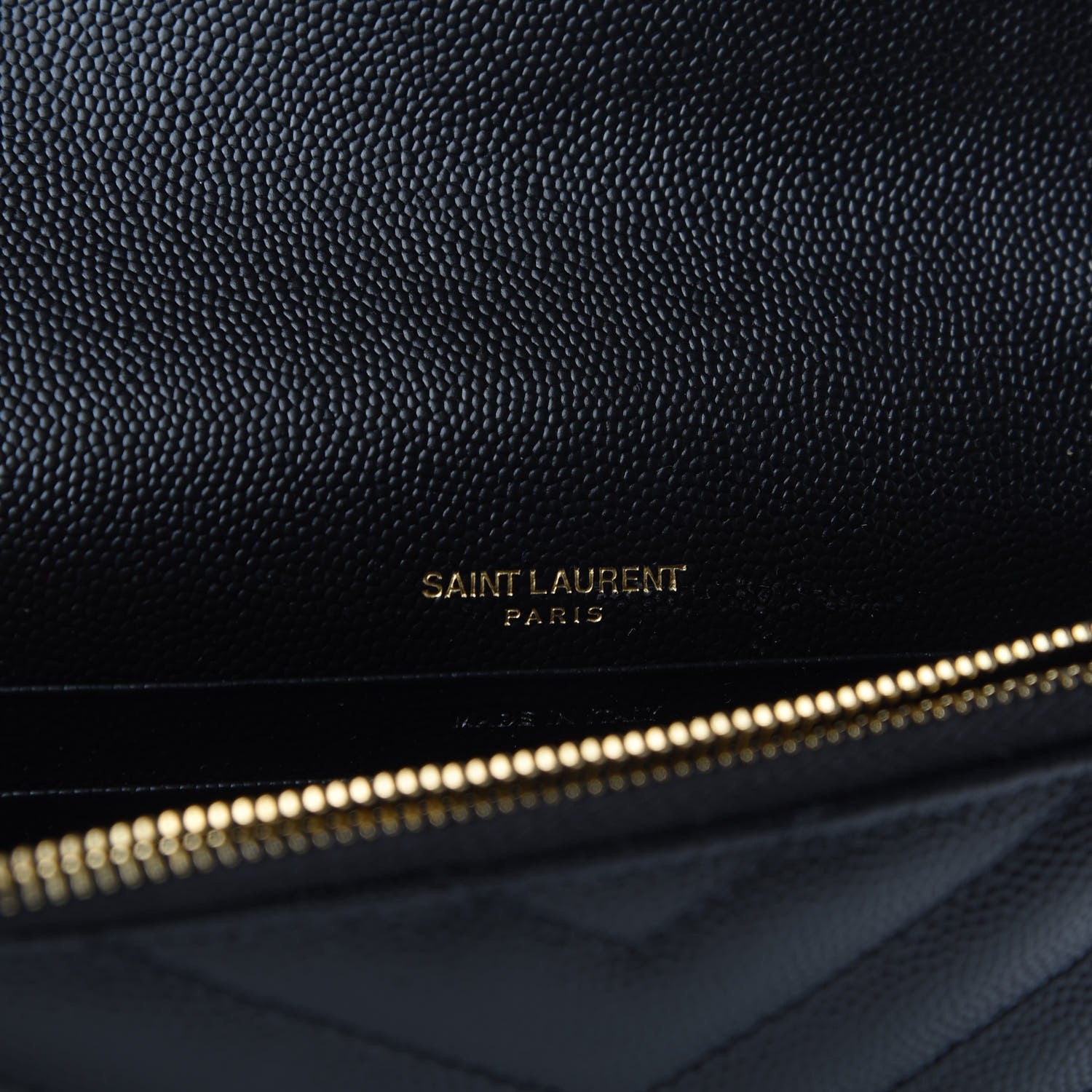 Saint Laurent Grain De Poudre Matelasse Chevron Monogram Envelope Chain Wallet Black 8 of 10