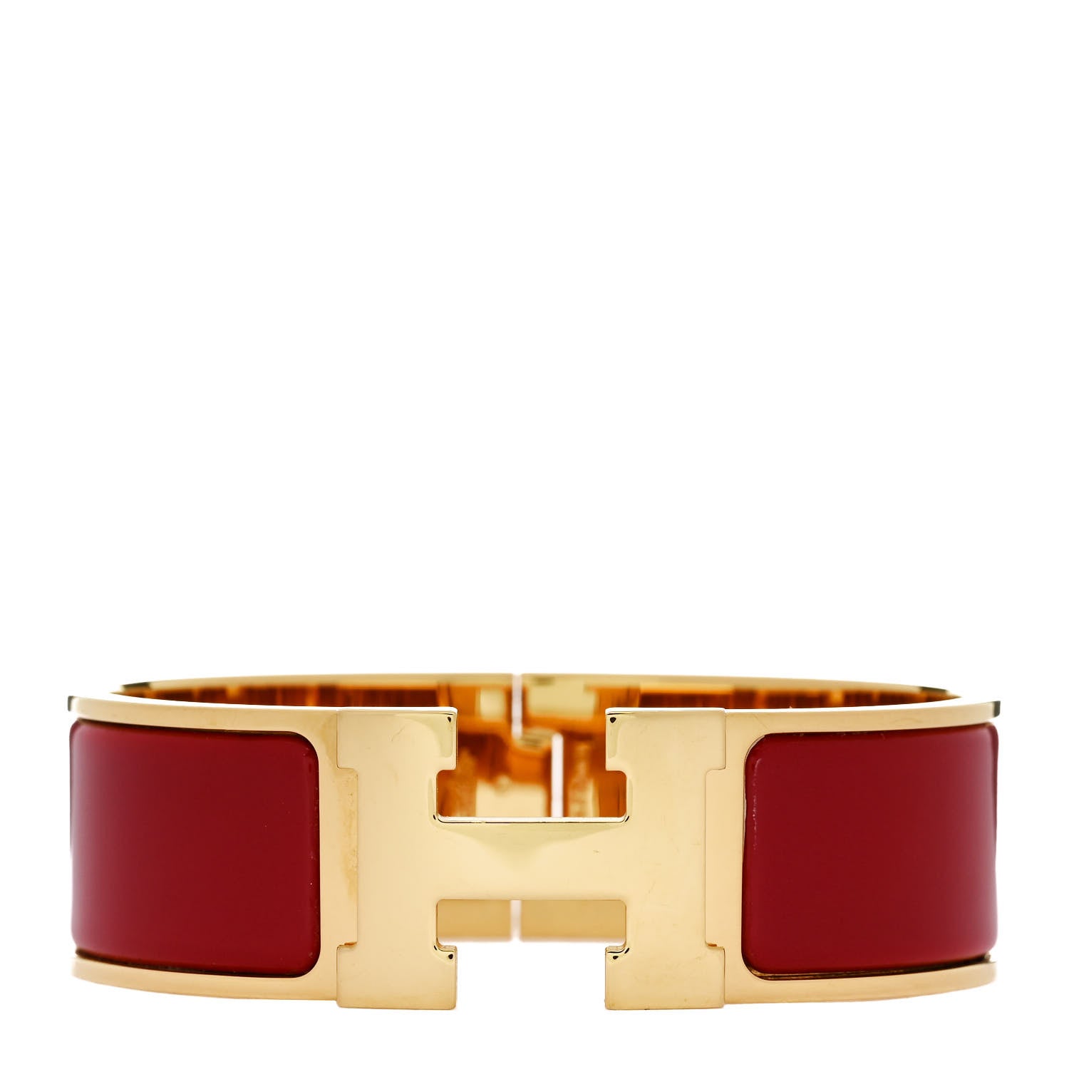 Hermes Enamel Wide Clic Clac H Bracelet GM Rouge Amarante 1 of 4