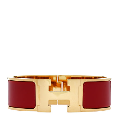 Hermes Enamel Wide Clic Clac H Bracelet GM Rouge Amarante 1 of 4