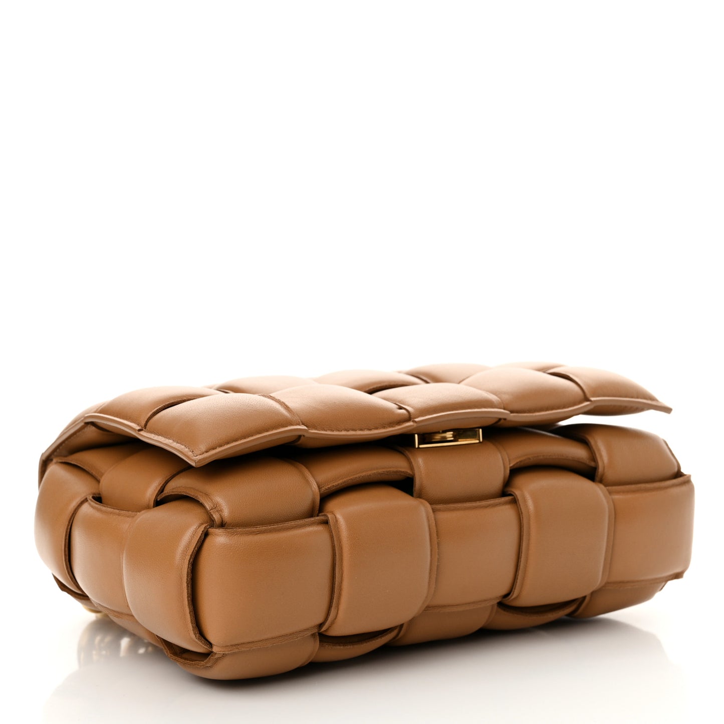 Lambskin Maxi Intreccio Padded Chain Cassette Crossbody Bag Caramel