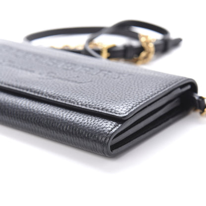 Burberry Calfskin Logo Embossed Chain Wallet Black 7 of 9