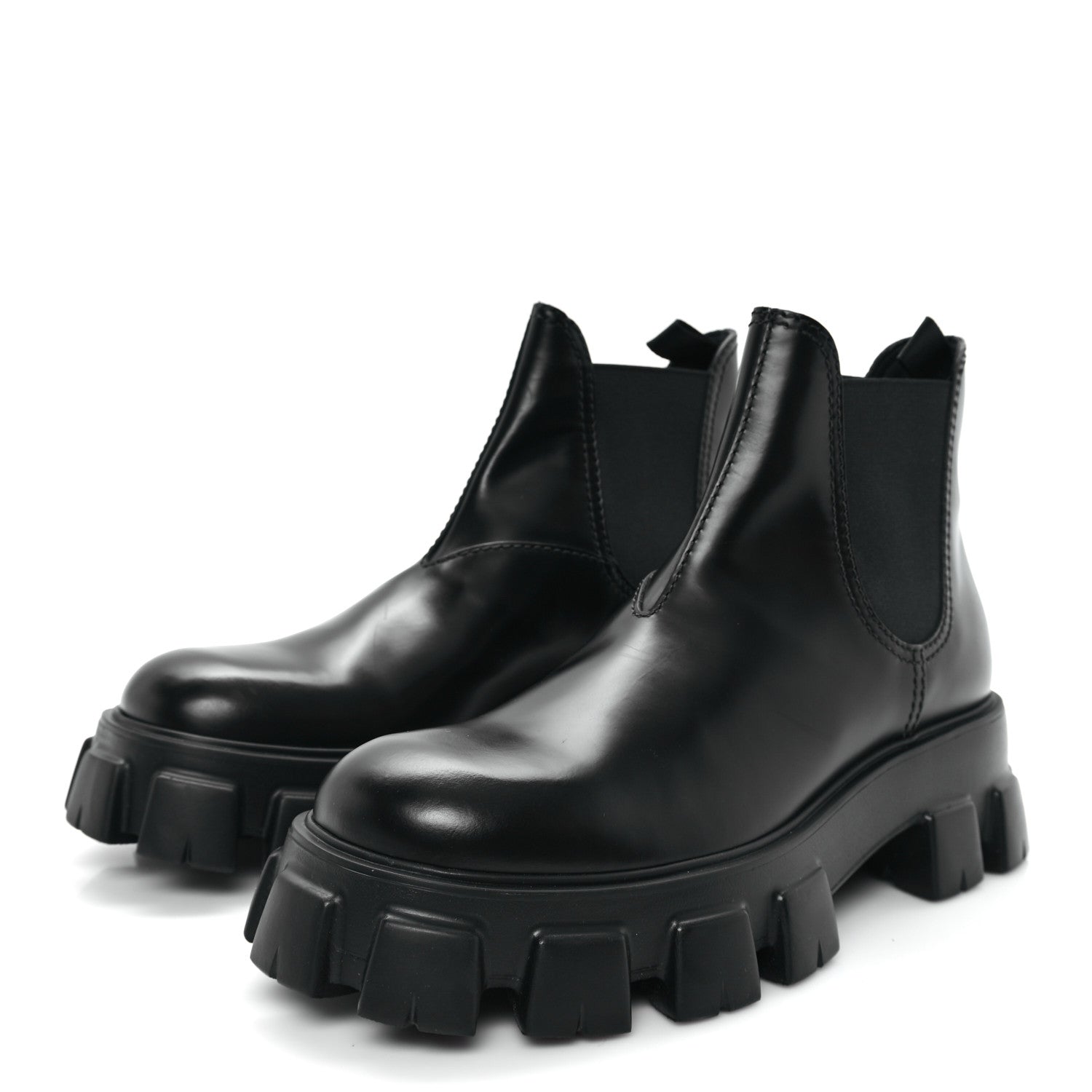 Prada Spazzolato Rois Mens Monolith Chelsea 55mm Ankle Boots 10.5 Black 4 of 9