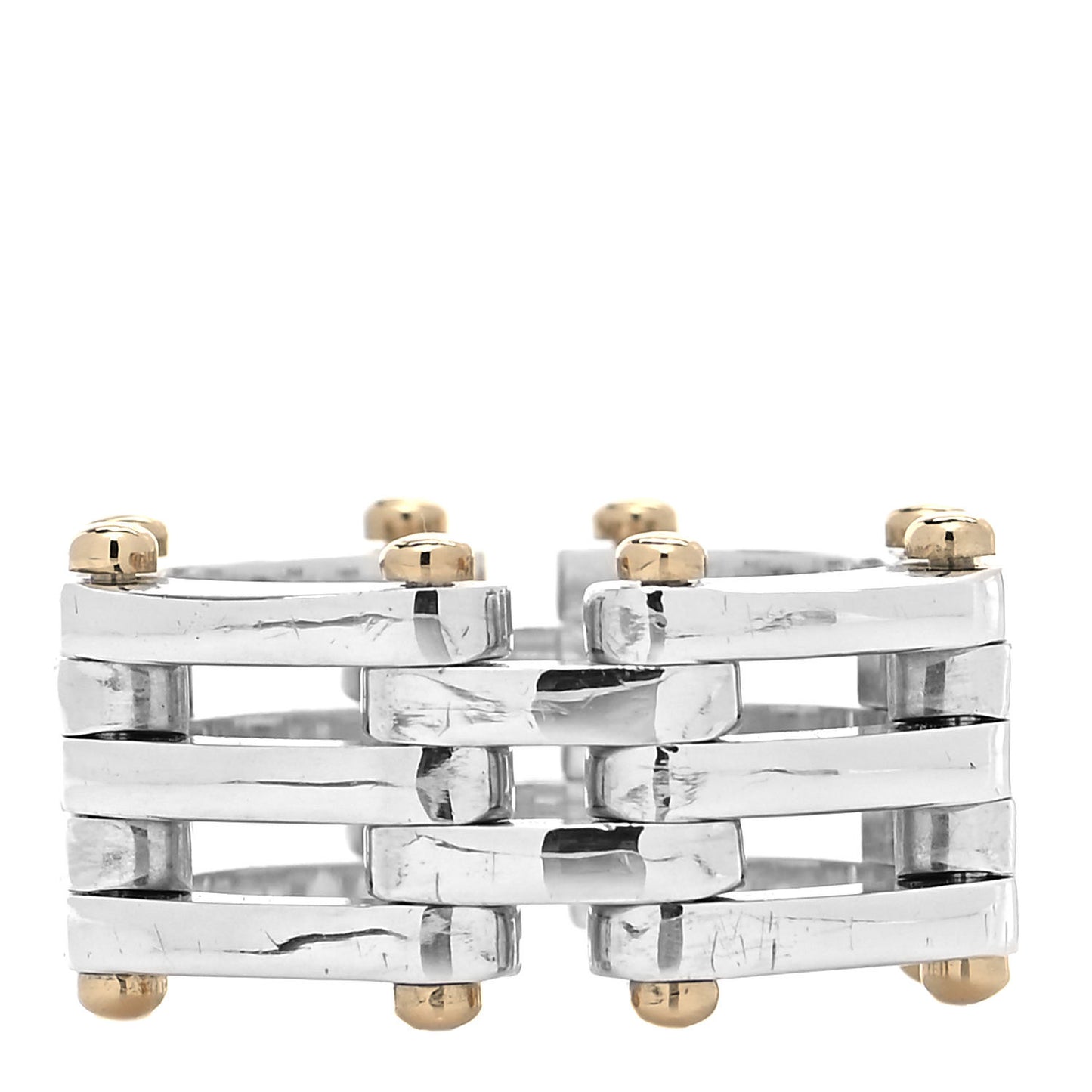 Sterling Silver 18K Yellow Gold Gatelink Ring 53 6.5