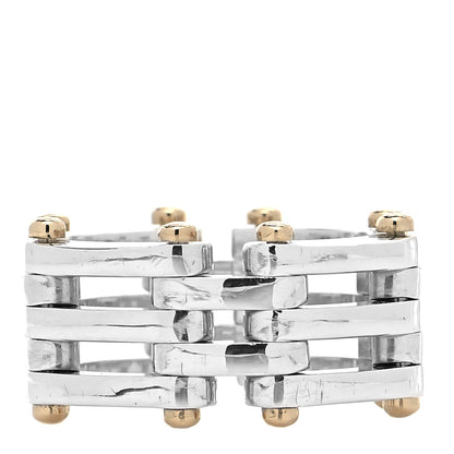 Tiffany Sterling Silver 18K Yellow Gold Gatelink Ring 53 6.5 3 of 4