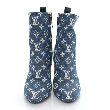 Louis Vuitton Denim Monogram Silhouette Ankle Boots 39 Navy Blue 2 of 8
