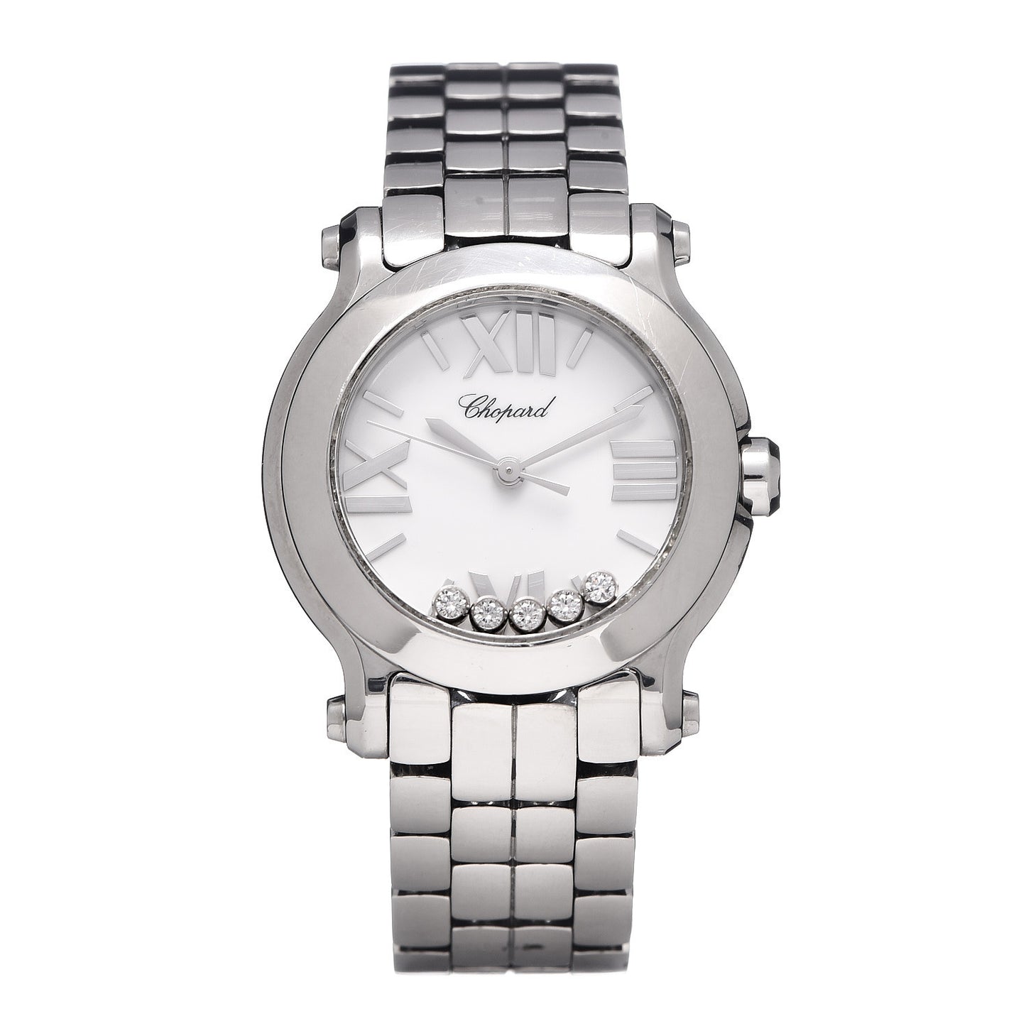 Stainless Steel 5 Diamond 30mm Happy Sport Quartz Watch