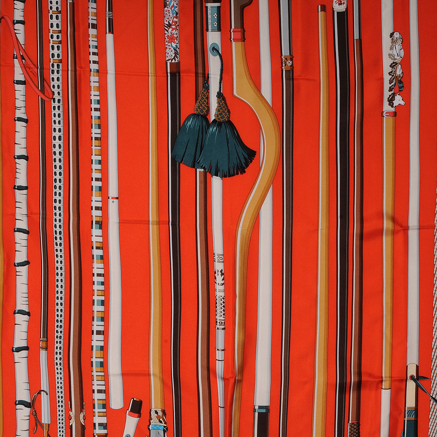 Silk Les Cannes Scarf 90 Orange
