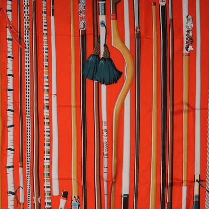 Hermes Silk Les Cannes Scarf 90 Orange 1 of 6