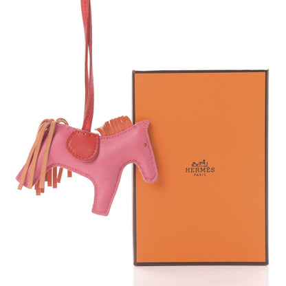 Hermes Milo Lambskin Grigri Rodeo Bag Charm PM Rose Azalee Orange Poppy Rouge Indien 4 of 4
