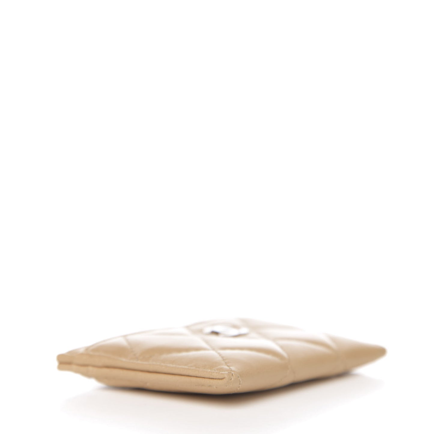 Lambskin Quilted CC Card Holder Beige