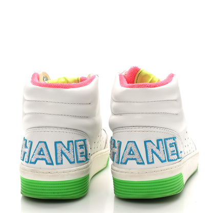 Chanel Calfskin Womens Logo High Top Sneakers 36.5 White Multicolor 6 of 11