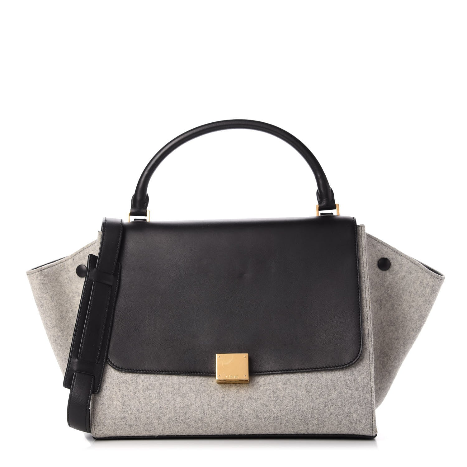Celine Felt Smooth Calfskin Medium Trapeze Pearl Grey 1 of 14