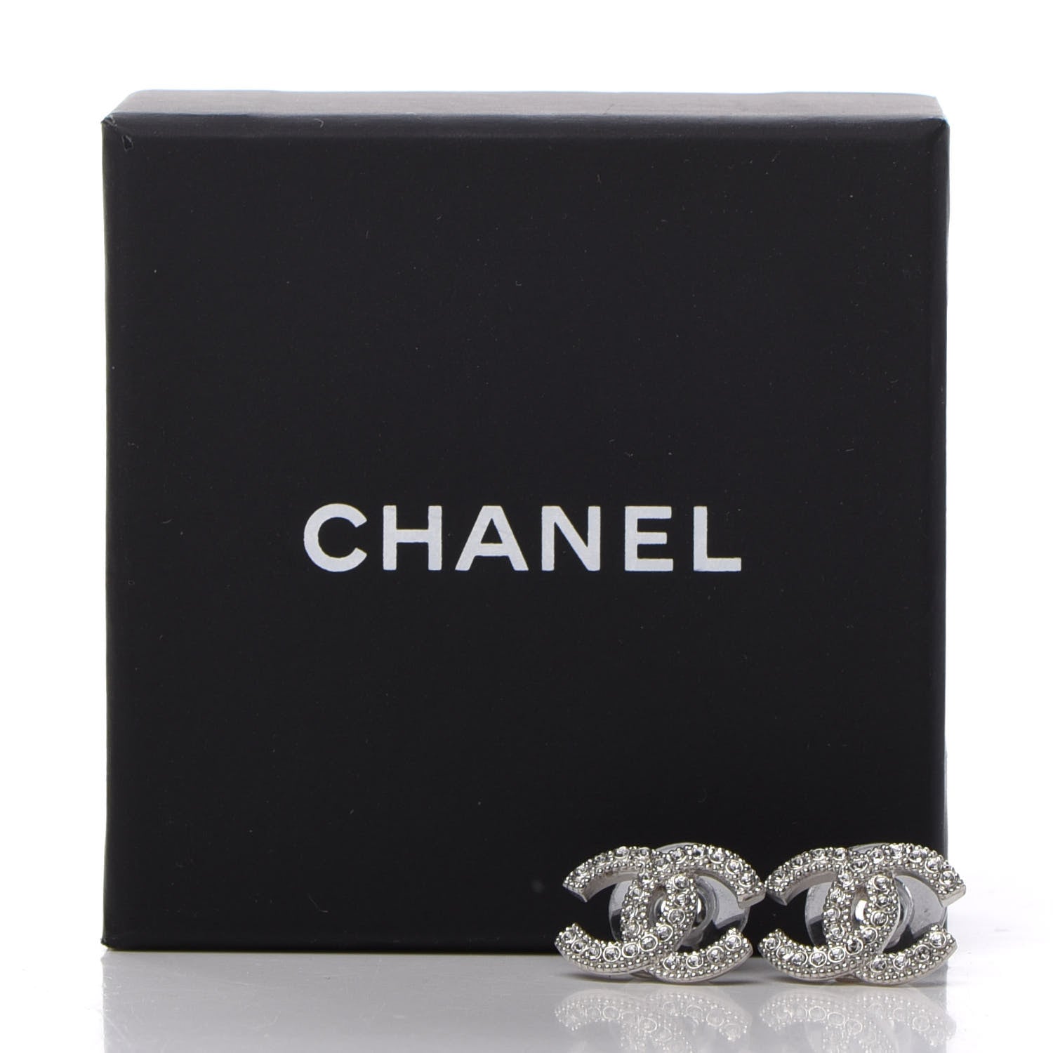 Chanel Crystal CC Earrings Silver 5 of 5