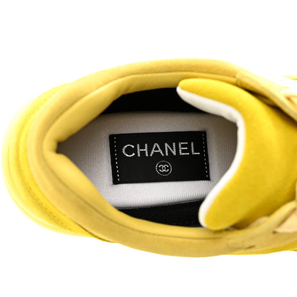 Chanel Suede Calfskin CC Sneakers 38 Yellow 6 of 8