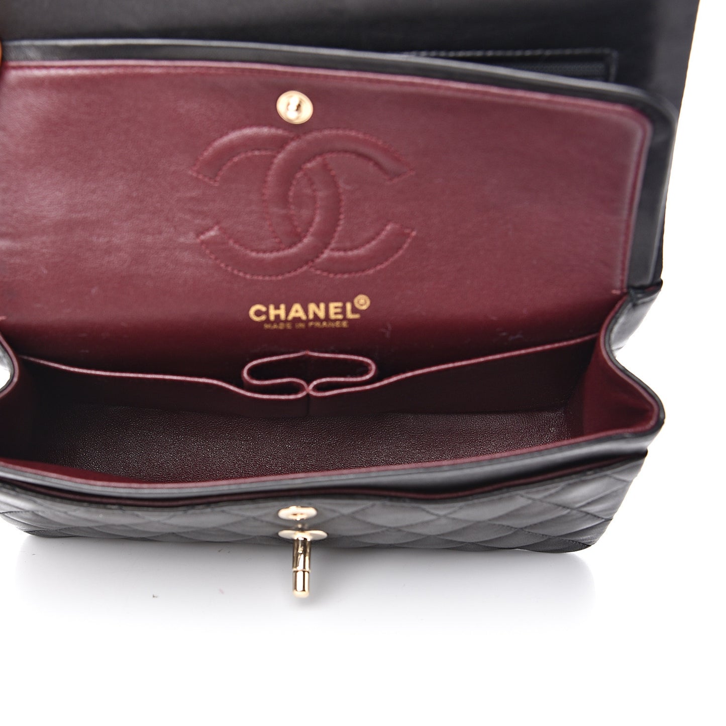 Lambskin Quilted Small Double Flap Black
