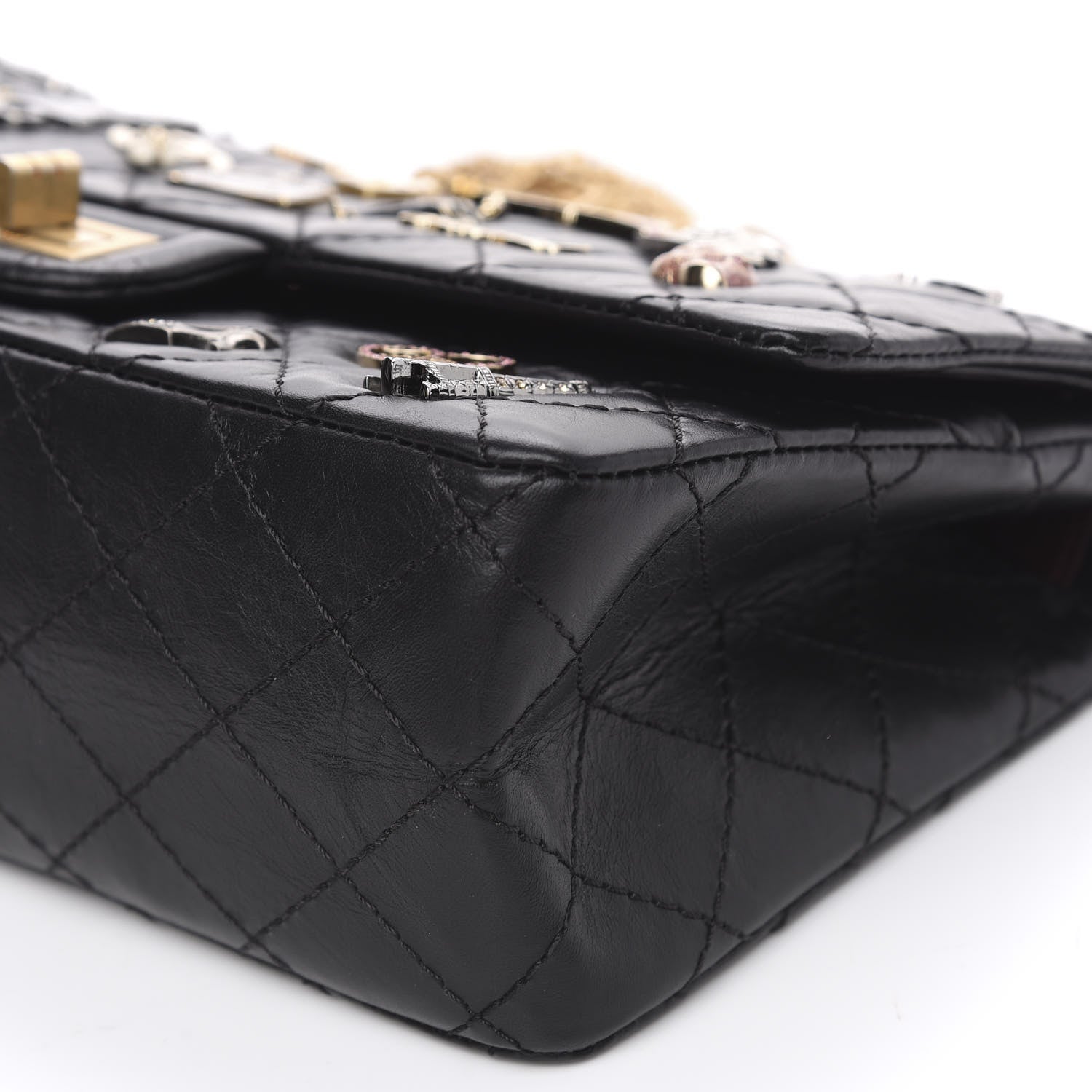 Chanel Aged Calfskin Lucky Charms 2.55 Reissue 225 Flap Black 12 of 13