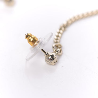 Chanel Crystal CC Drop Earrings Pink Grey Gold 4 of 5