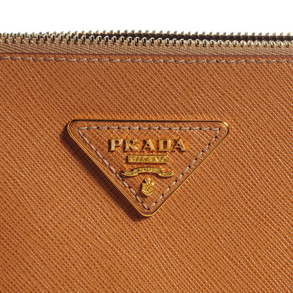 Prada Saffiano Lux Medium Double Zip Tote Caramel 6 of 11