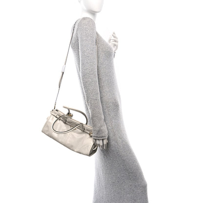 Prada Glossy Calfskin Triangle Medium Bonnie Shoulder Bag White 2 of 9