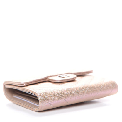 Chanel Metallic Caviar Chevron Quilted Compact Flap Wallet Light Gold 4 of 9