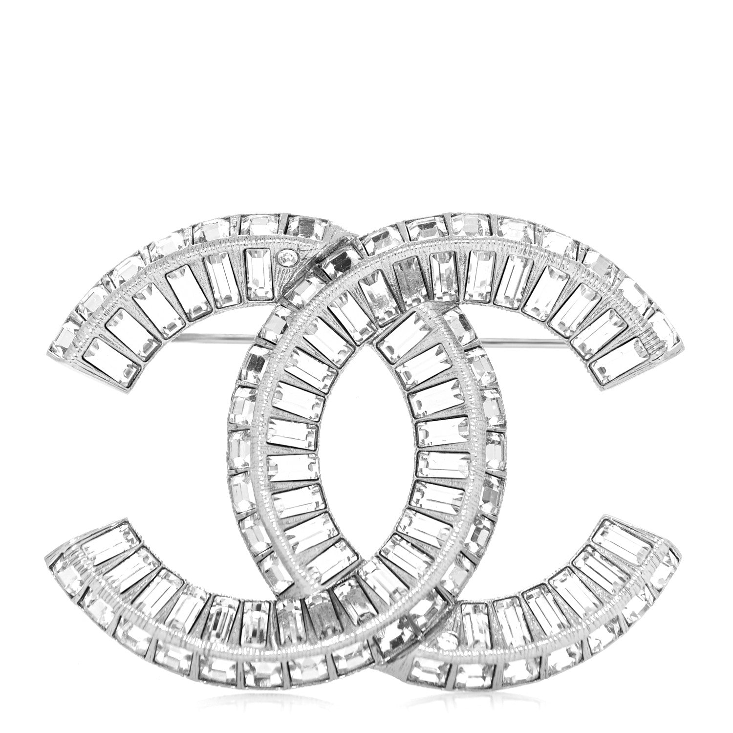 Chanel Baguette Crystal CC Brooch Silver 2 of 4