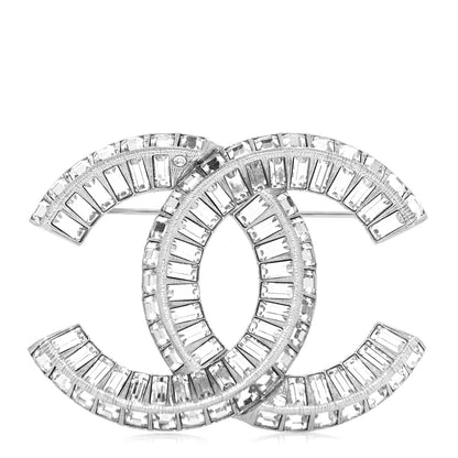 Chanel Baguette Crystal CC Brooch Silver 2 of 4