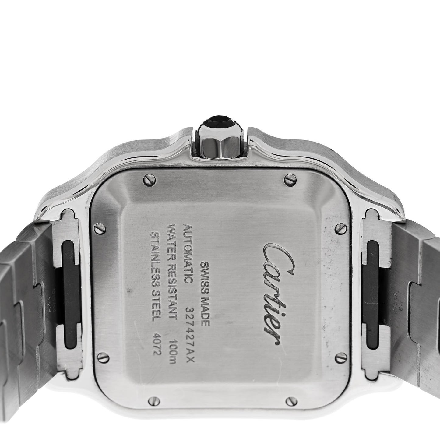 Stainless Steel 39.8mm Santos De Cartier Automatic Watch Black