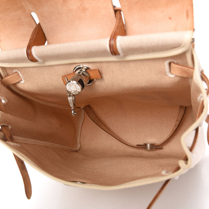 Hermes Toile Vache Calfskin Herbag 30 PM Backpack Natural 6 of 10