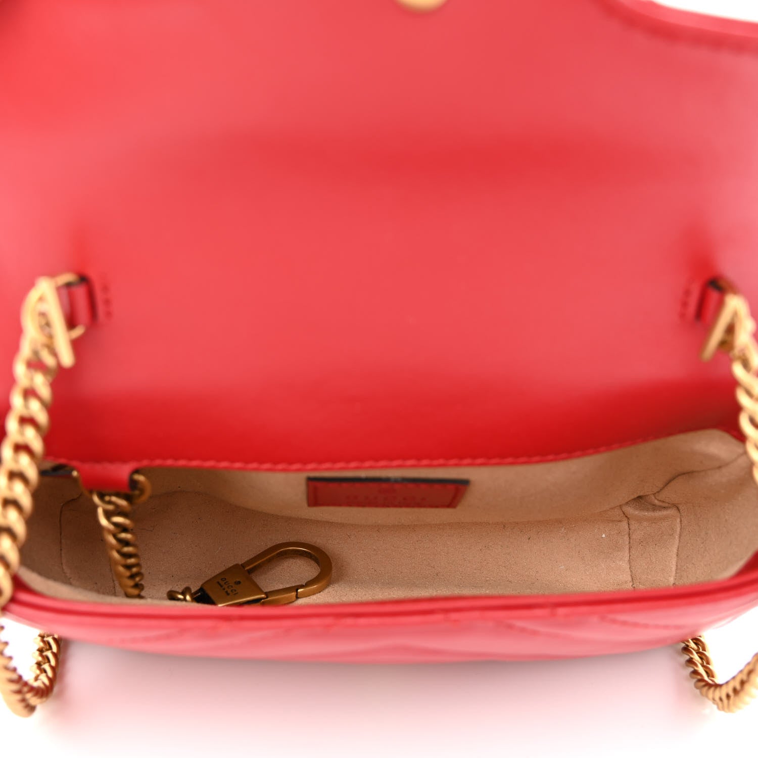 Gucci Calfskin Matelasse Super Mini GG Marmont Shoulder Bag Hibiscus Red 5 of 11