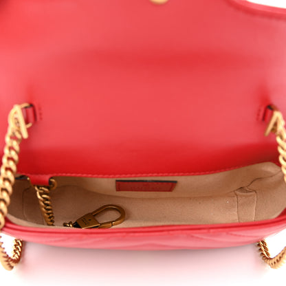 Gucci Calfskin Matelasse Super Mini GG Marmont Shoulder Bag Hibiscus Red 5 of 11
