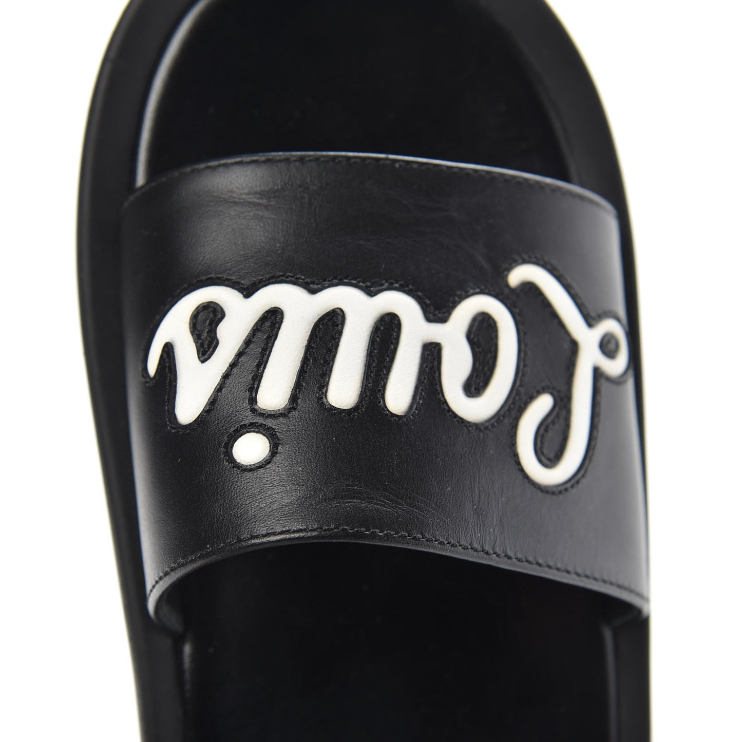 Calfskin Logo Sunbath Slide Sandals 38 Black