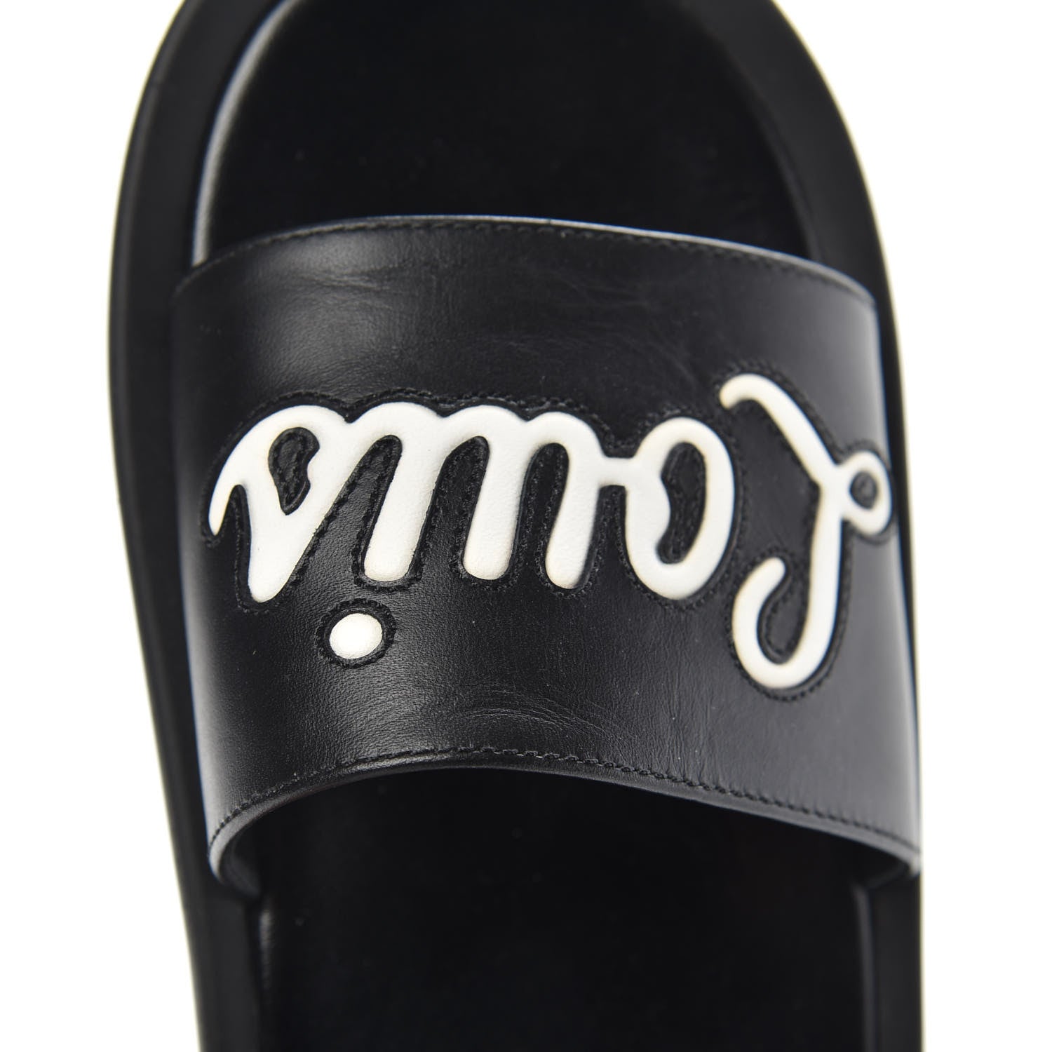 Louis Vuitton Calfskin Logo Sunbath Slide Sandals 38 Black 9 of 9