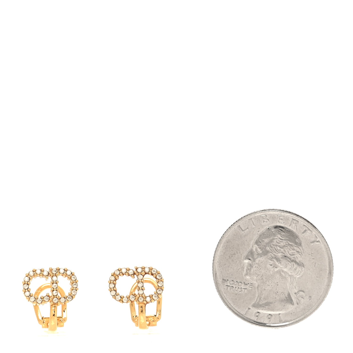 Christian Dior Crystal Clair D Lune Clip On Earrings Gold 2 of 4