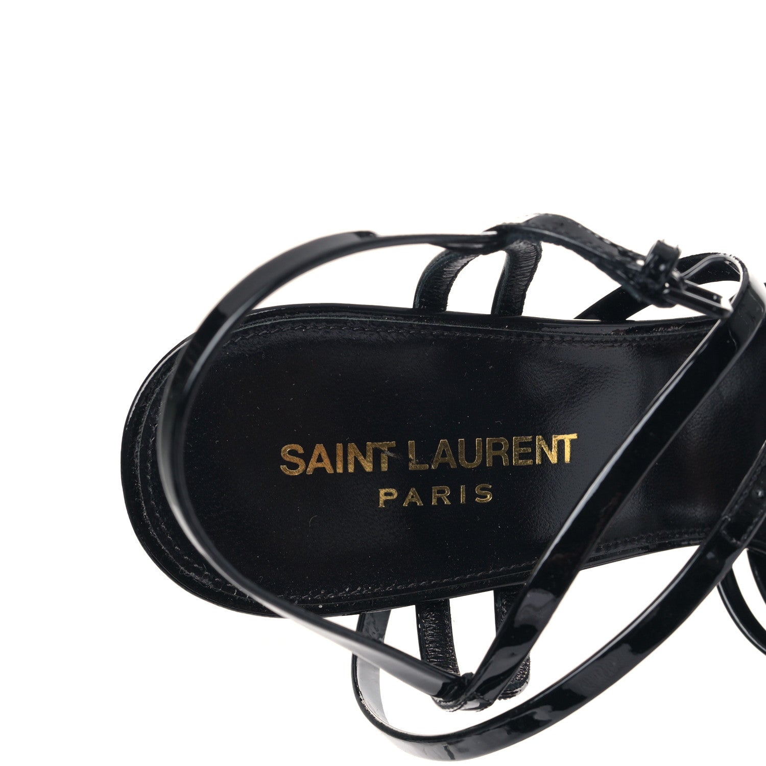 Saint Laurent Patent Platform Criss Cross Sandals 39 Black 7 of 8