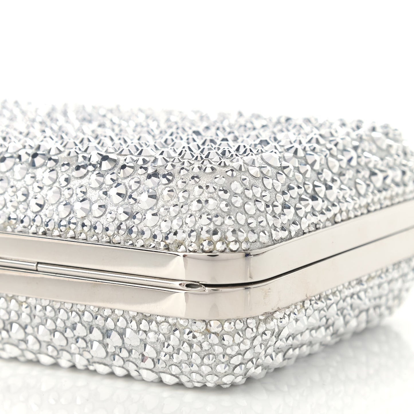 Crystal Strass Fiocco Box Clutch Silver