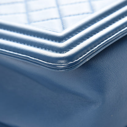 Chanel Lambskin Quilted New Medium Boy Flap Blue 13 of 14